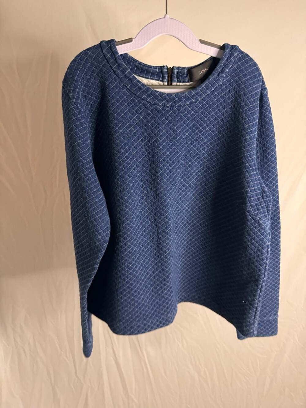 J.Crew Quilted Blue Cotton Sweatshirt Size S